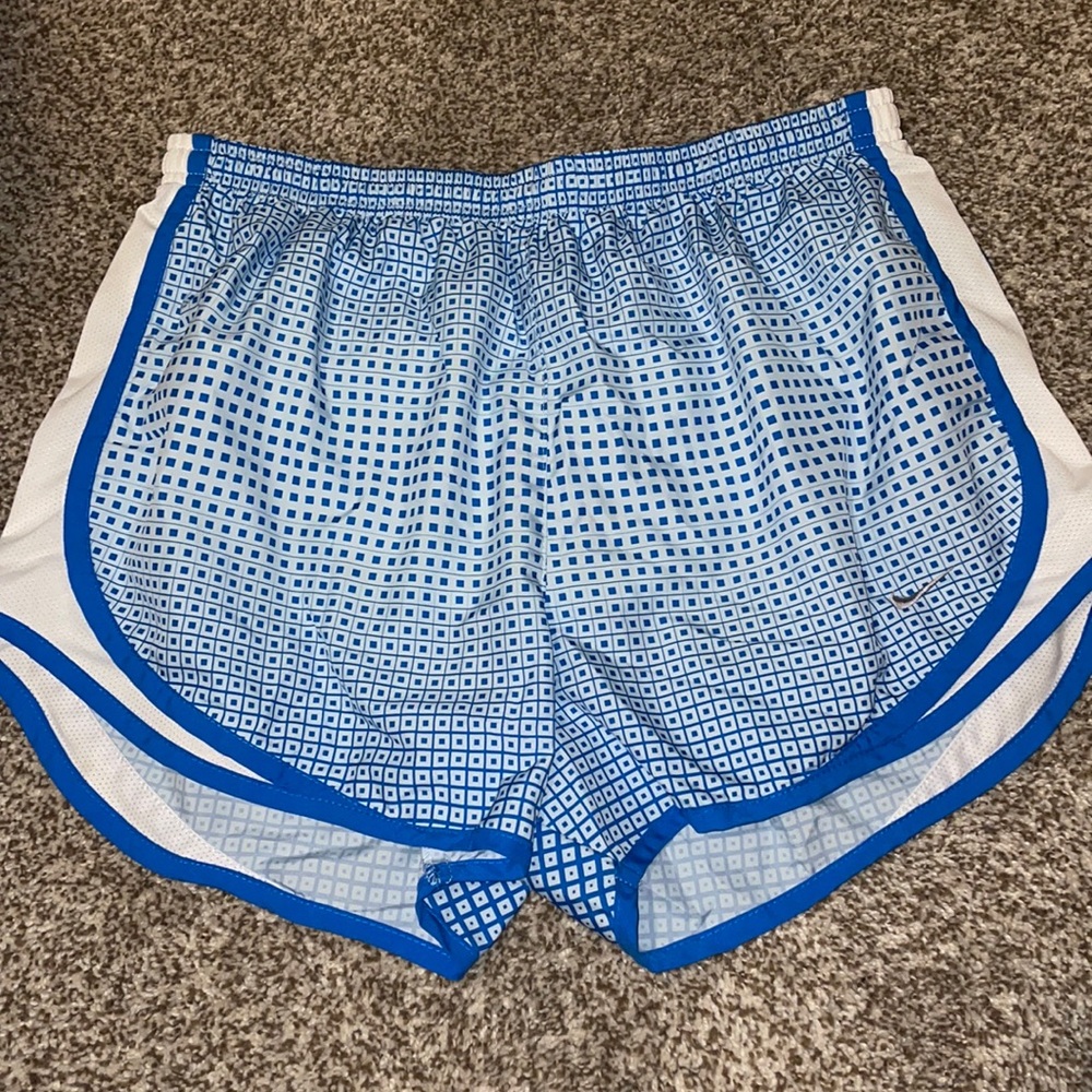 blue checkered nike tempo shorts